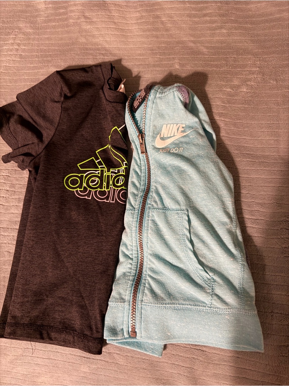 Nike Light Blue Zip Hoodie for Kids with White Logo